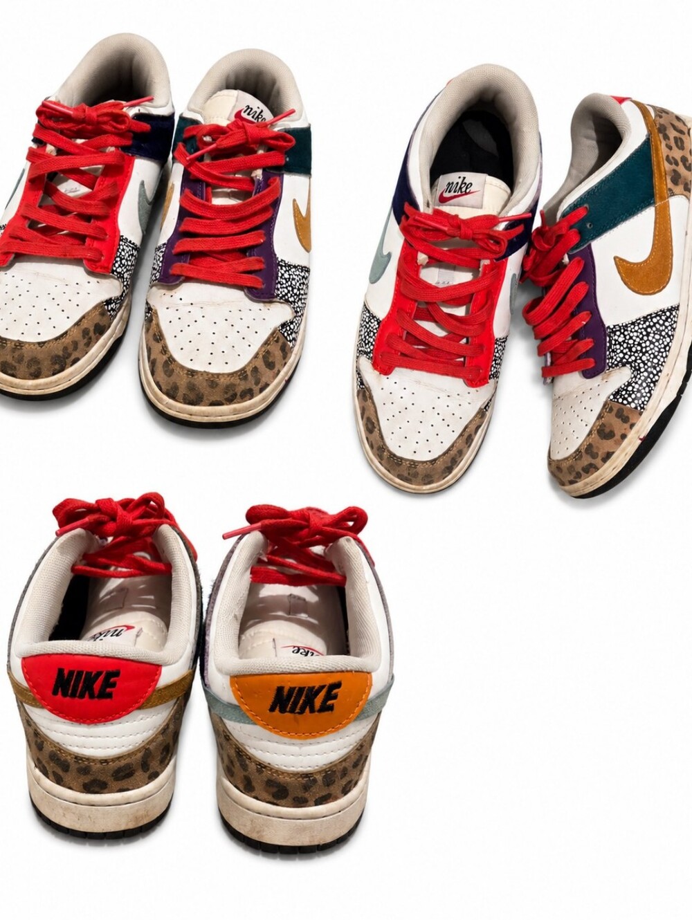 Men's Nike  Multicolor Leopard-Accent Sneakers with Red Laces